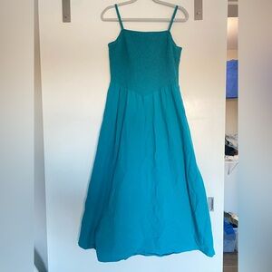 PRETTYGARDEN Teal Blue Midi Dress